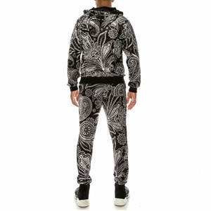 Men's Lightweight Velour Breathable Printed Sweatsuit Tracksuits Winter <b>Two</b>-<b>Piece</b> <b>Sets</b> Rhinestone Crop Hood Fall <b>Lounges</b> Solid - Product Image 2