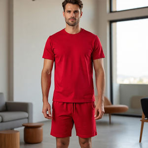 Vêtements de sport d'hiver personnalisés pour hommes, ensemble deux pièces de t-shirt et short solides et respirants - Product Image 3
