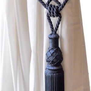 Handmade Blue Window Treatment Curtain/Drapery Acessory Tassel Rope Tie-back - Product Image 1