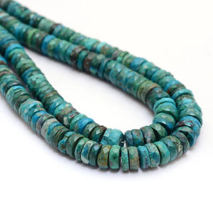 Cuentas facetadas Heishi de crisocola AAA+ de 8mm-9mm, cuentas redondas de crisocola natural semipreciosa para joyería. - Product Image 1