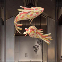 Lustre créatif en rotin coloré en forme de poisson, postmoderne, matériaux personnalisés, luminaires décoratifs pour bâtiments de style chinois