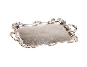 Plateau de service ovale décoratif en métal argenté Décoration intérieure nordique Grands plateaux de fruits de luxe à bordure perlée pour mariage et hôtels - Product Image 6