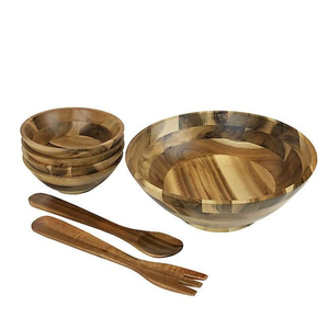 Wholesale Acacia Wood <b>Salad</b> <b>Bowl</b> Set With <b>Servers</b> Handmade Natural Wooden Serving <b>Bowl</b> Eco-Friendly Kitchenware For Restaurant - Product Image 3