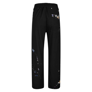 Pantalones transpirables con estilo apilado para hombre con galería personalizada, pantalones de chándal acampanados de algodón 100%, pantalones de chándal acampanados pintados para hombre - Product Image 5