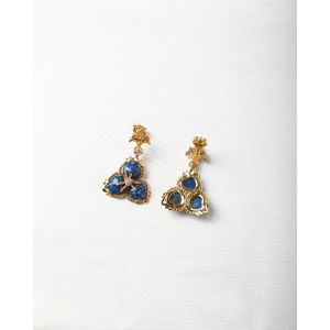 Vintage Starry Night Trio <b>Earrings</b> with Lapis Lazuli 18K Gold Diamond Drop <b>Earrings</b> for Weddings - Product Image 4