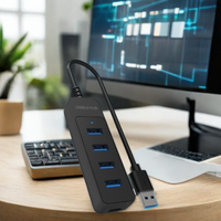 DTECH HUB Multiport USB Tipe C, stasiun Dok adaptor USB 2.0 untuk Laptop
