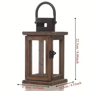 Rustic Wooden <b>Lantern</b> with Metal Hanging Design Handmade Square Shape for Home Decoration and Christmas <b>Candle</b> Display - Product Image 2