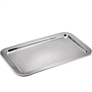 Plateau de service multifonctionnel en acier inoxydable de haute qualité, design unique, fait à la main, en forme de feuille, plaqué argent - Product Image 2