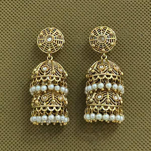 ต่างหูห่วงแฟชั่น Jhumki โบราณพร้อมชุบทองเครื่องประดับแฟชั่นเทียมขายส่งในอินเดีย - Product Image 4