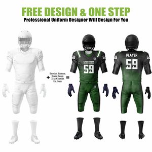 ชุดยูนิฟอร์มฟุตบอลวิทยาลัยสำหรับผู้ใหญ่แบบกำหนดเอง สไตล์อเมริกัน ระบายอากาศได้ดี แห้งเร็ว ผ้าสแปนเด็กซ์/โพลีเอสเตอร์ แขนกุด ผ้าทวิลล์ทั้งชุด - Product Image 2