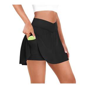 Jupes de sport tendance et personnalisées pour l'été, taille haute plissée, pour le golf, le badminton, le volleyball, jupe de tennis en V croisé pour femmes - Product Image 2