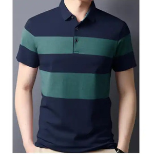เสื้อกอล์ฟผู้ชายแบบสั่งทำพิเศษ OEM ผ้าถักพิมพ์ลายกันยับ ทรงปกติ ผสมสแปนเด็กซ์/โพลีเอสเตอร์ แขนสั้น - Product Image 1