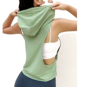 Camiseta Deportiva Informal Holgada para Gimnasio, Tops de Yoga sin Mangas, Camisetas de Yoga de Secado Rápido con Bolsillos, Chaleco Deportivo con Capucha - Product Image 5