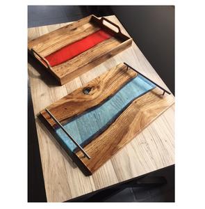 Plateau en bois de résine époxy de designer avec finition artistique unique, parfait pour la cuisine moderne, le café et la décoration intérieure - Product Image 3