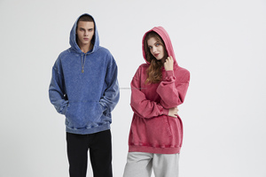 Sweat à capuche streetwear personnalisé en molleton délavé à l'acide, vintage, délavé, avec poches, double couche, effet délavé au soleil - Product Image 3