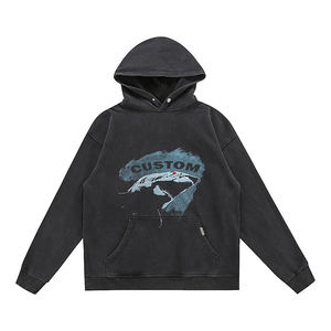 Acid Wash Sun Fade Effect No Drawstrings Heavyweight Cotton Fleece Pullover Hoodie Graphic Print Drop shoulder <b>Sweatshirt</b> & Pant - Product Image 1