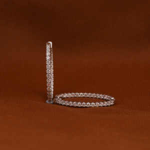 Pendientes de aro de corte redondo de diamante cultivado en laboratorio, pendientes de lujo clásicos de oro sólido de 14KT para mujer, regalo elegante - Product Image 3