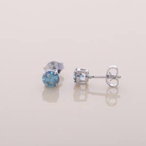 Pendientes de Diamante Azul Cultivado en Laboratorio de 1.06ct, Plata de Ley 925 Sólida, Corte Princesa, Chapado en Rodio, Certificado IGI, Joyería Clásica - Product Image 4