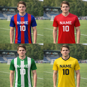 Uniforme de football unisexe pour adultes, col en V, manches courtes, nom d'équipe personnalisé, 100% polyester, imprimé par sublimation, extensible dans les quatre sens - Product Image 5