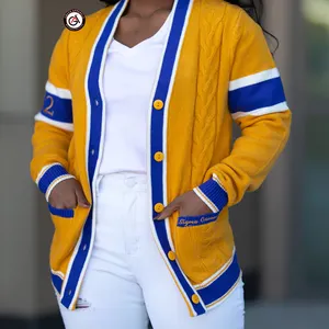 Sigma Gamma Rho Soror bordir kardigan akrilik wanita | Sweater kardigan gaya kustom wanita bordir perkumpulan wanita SGRho