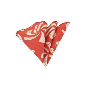 Orange with Beige Floral Print Cotton <b>Neckerchief</b> - Product Image 1