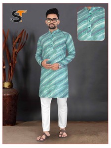 Conjunto de pijama de algodón de la mejor calidad para hombre, ropa tradicional india, de seda, con Secuencia - Product Image 3