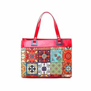 Bolso de mano rojo Formal P55281 moda-Bolso de fiesta de cuero de uso diario informal clásico con patrón de piedra de concha y decoración de cadena - Product Image 3