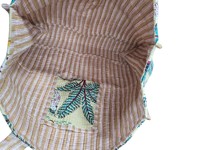 Sac fourre-tout léger et durable en coton matelassé imprimé à la main motif animalier, style bohème, ouverture supérieure, écologique