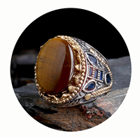 Bague de mariage turque vintage pour homme, luxe, argent sterling 925 avec pierre naturelle noire, bijoux en gros de Turquie