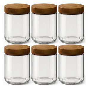 Jm Bán Buôn Nhà Bếp Thực Phẩm Lưu Trữ Cookie <span class=keywords><strong>Mason</strong></span> Jar Rộng Miệng Lon Glass Container Nhà Sản Xuất Với Keo Gỗ Kín Nắp Đậy - Product Image 1