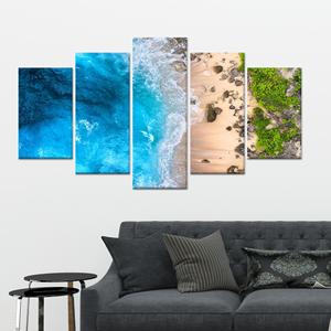 Obra de arte impresa en lienzo: decoración de pared con paisaje de playa y vista al océano, lienzo enrollado 5Pmix - Product Image 1