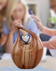 Urna de lágrima, urna de cremación de lágrima de Metal con acabado de grano de madera de tamaño completo para cenizas humanas, urnas únicas para adultos de 210 libras para cenizas - Product Image 4