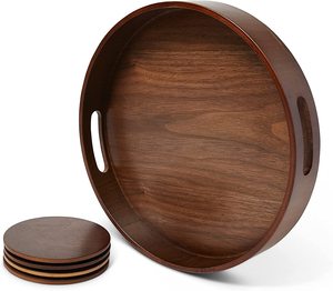 Luxury Round Shape Wood <b>Tray</b> Polished Plate Dish for Party Serving Sustainable Eco-Friendly Serving <b>Tray</b> <b>Table</b> Decor Products - Product Image 6