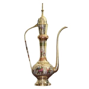 Aftaba en laiton de haute qualité avec gravure multicolore et finition polie pour l'eau potable, ustensiles de cuisine en laiton vintage - Product Image 4