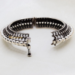 Wholesale 925 <b>Sterling</b> <b>Silver</b> <b>Beaded</b> Handmade <b>Bracelet</b> Best Quality Kada <b>Silver</b> Kada for Bohemian Jewelry for Weddings Gifts - Product Image 2