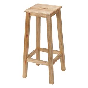 WELL HOME Taburete Alto de Madera con Acabado Barnizado 32x32x70 cm - Product Image 1