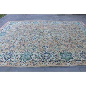 Tapis de 9,6 x 13,5 pieds, tapis turc vintage, tapis en laine bleue - Product Image 4