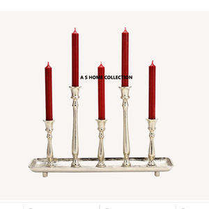 Lot de 2 bougeoir à pilier poli miroir nouvellement arrivé en aluminium métal salon et salle à manger décorations pour la maison - Product Image 3