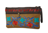 Dompet Tangan Bordir Wanita yang Tahan Lama dengan Penutup Ritsleting untuk Pesta Pernikahan Tas Kulit - Gaya Bohemian Bentuk Amplop