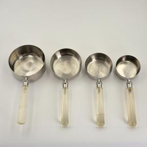 Juego de 4 Tazas Medidoras de Acero Inoxidable con Mango Largo de Resina, Accesorios para Estampado, Tazas Medidoras de Metal para el Hogar y Restaurantes - Product Image 4