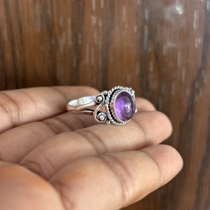 Anillo de Amatista Facetada Hecho a Mano al por Mayor, Estilo Bohemio, con Forma de Pera, Chapado en Oro Rosa, Ecológico, para Mujer - Product Image 1