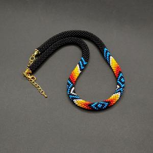 Collier de chaînes de perles multicolores faites à la main avec diamant motif Chevron perles de rocaille femmes ethnique Tribal fête déclaration cadeau - Product Image 2