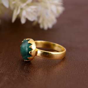 Best New Design Boho Malachite Gemstone <b>Ring</b> Dainty Brass Jewelry Women 18K Gold Plated Vintage Solitaire <b>Rings</b> Wholesale/OEM - Product Image 3