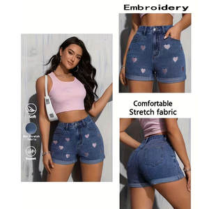 Shorts de Mezclilla para Mujer, Último Estilo, Dos Bolsillos, Ropa Casual, Elásticos, Cintura Alta, Lavados, Mini Shorts de Mezclilla para Mujer - Product Image 6