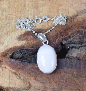 Colgante de cuarzo rosa de Plata de Ley 925, forma ovalada fina, piedra preciosa rosa, regalo de boda perfecto con amor, joyería estampada 925 - Product Image 4