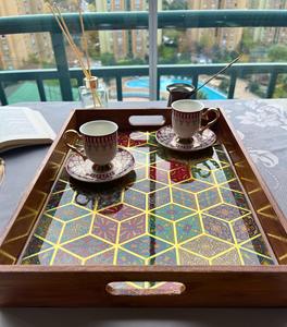 Bandeja de Servicio de Diseño con Recubrimiento de Esmalte de Madera MDF, Bandeja de Mesa de Alta Calidad para Hoteles y Restaurantes - Product Image 3