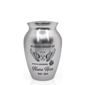 Urne de baseball personnalisée pour cendres humaines souvenir souvenir cadeaux perte d'un être cher urnes pour cendres humaines taille personnalisée argent - Product Image 1