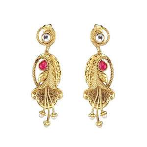 The99Jewel Boucles d'oreilles 1307325 à la mode en pierre rose Pota et Kundan Danglers - Product Image 1