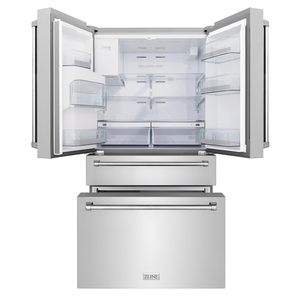 Nuevo de 36 pulgadas. 21.6 pies cúbicos Refrigerador de puerta francesa de profundidad reducida con dispensador de agua y hielo en acabado antihuellas - Product Image 3