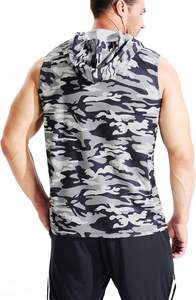 Lot de 3 débardeurs de course pour hommes, chemises athlétiques d'entraînement sans manches avec capuche 100% polyester, sweat à capuche sans manches, full digital CAMO - Product Image 6